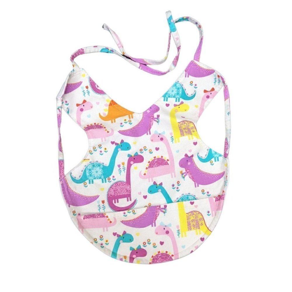 Handmade Cloth Dinosaur Bib with Crumb catcher